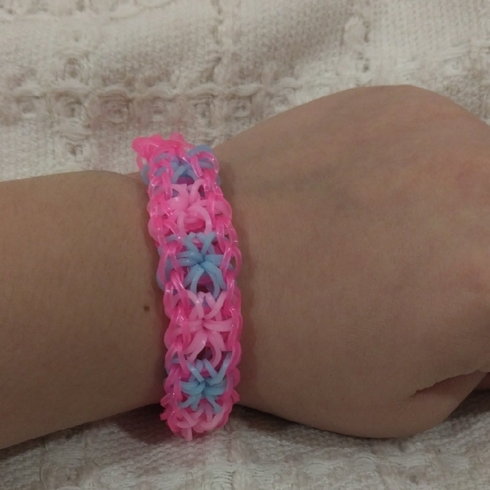 Pink and Blue Woven Jewelry Bracelet